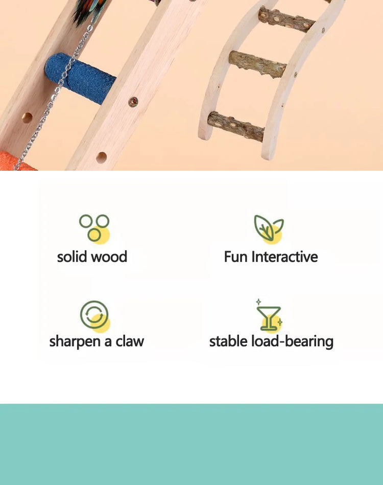 4/6/8 Step Bird Climbing Ladder | Parrot Toy Ladder - Fun Interaction Toy | Wooden Exercise Rack for Birds
