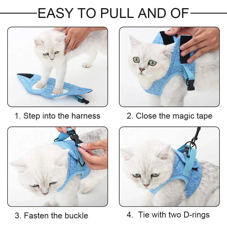 Cat Harness and Leash for Walking | Escape Proof | Soft Vest Harnesses for Cats | Breathable | Reflective Strips Jacket | Cat Accessories
