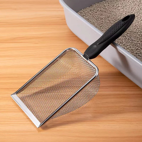 Durable Stainless Steel Litter Scooper | Ergonomic Design | Easy to Clean Cat & Dog Waste Scoop | Heavy-Duty Sleek Pet Tool