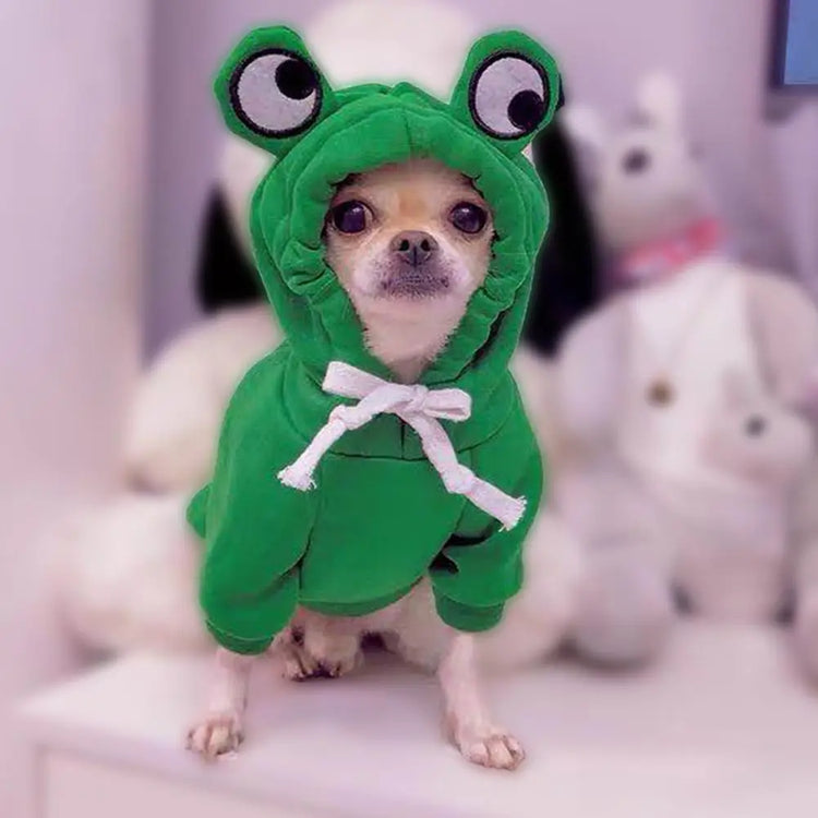 Cute Frog Dog Hoodie – Warm Fleece Sweatshirt for Small & Medium Dogs and Cats