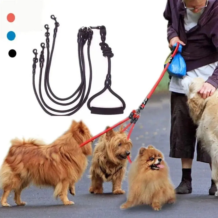 Double Dog Leash Nylon Two-Headed Coupler – Walk 2, 3, or 4 Dogs with Ease