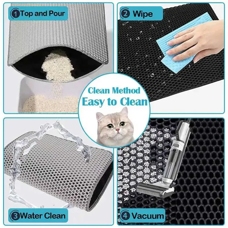 Cat Litter Mat - Double Layer | Cat Litter Box Waterproof Mat | Non-slip Sand Cat Pad | Foldable Washable Mat | Pet Clean Supplies