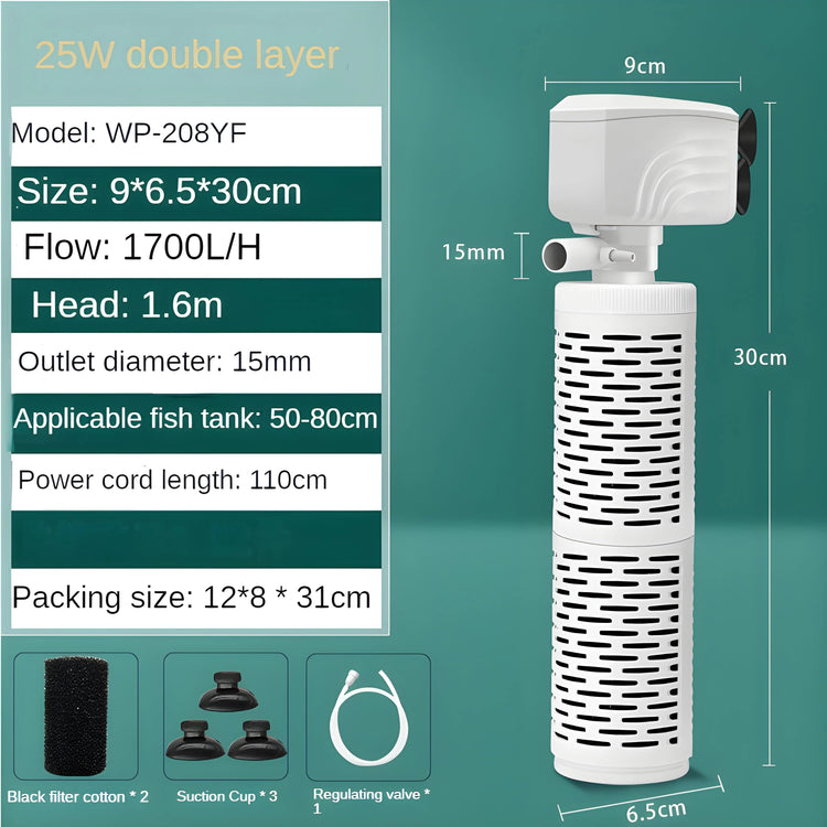 Six-in-One Aquarium Filter Pump with Oxygenation & Water Circulation – WP Series