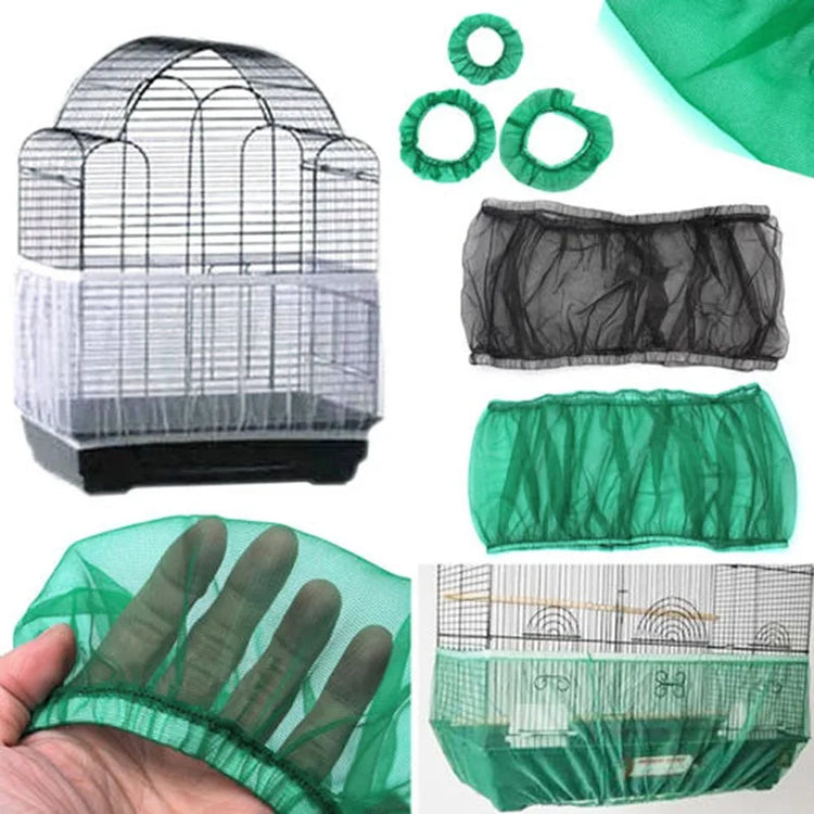 Bird Cage Seed Catcher Cover | 2025 M/L Mesh Skirt | Nylon Airy Cage Wrap for Clean Floors | Stretch Fit Bird Cage Accessory