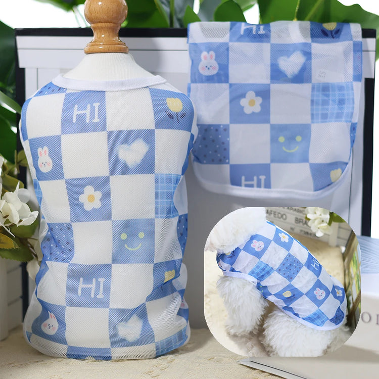 Original Cartoon Summer Mesh Vest | Cute & Breathable Pet Clothing For Cats/Dogs