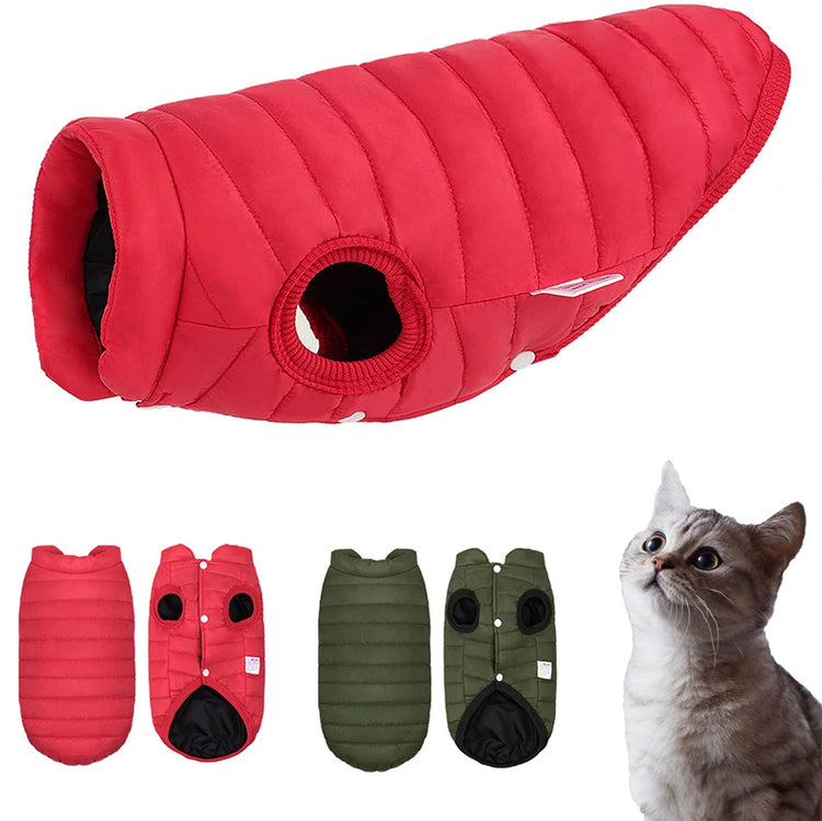 Winter Clothes for Cats & Dogs | Warm Down Jacket Vest | Lightweight Windproof Coat for Small/Medium Pets