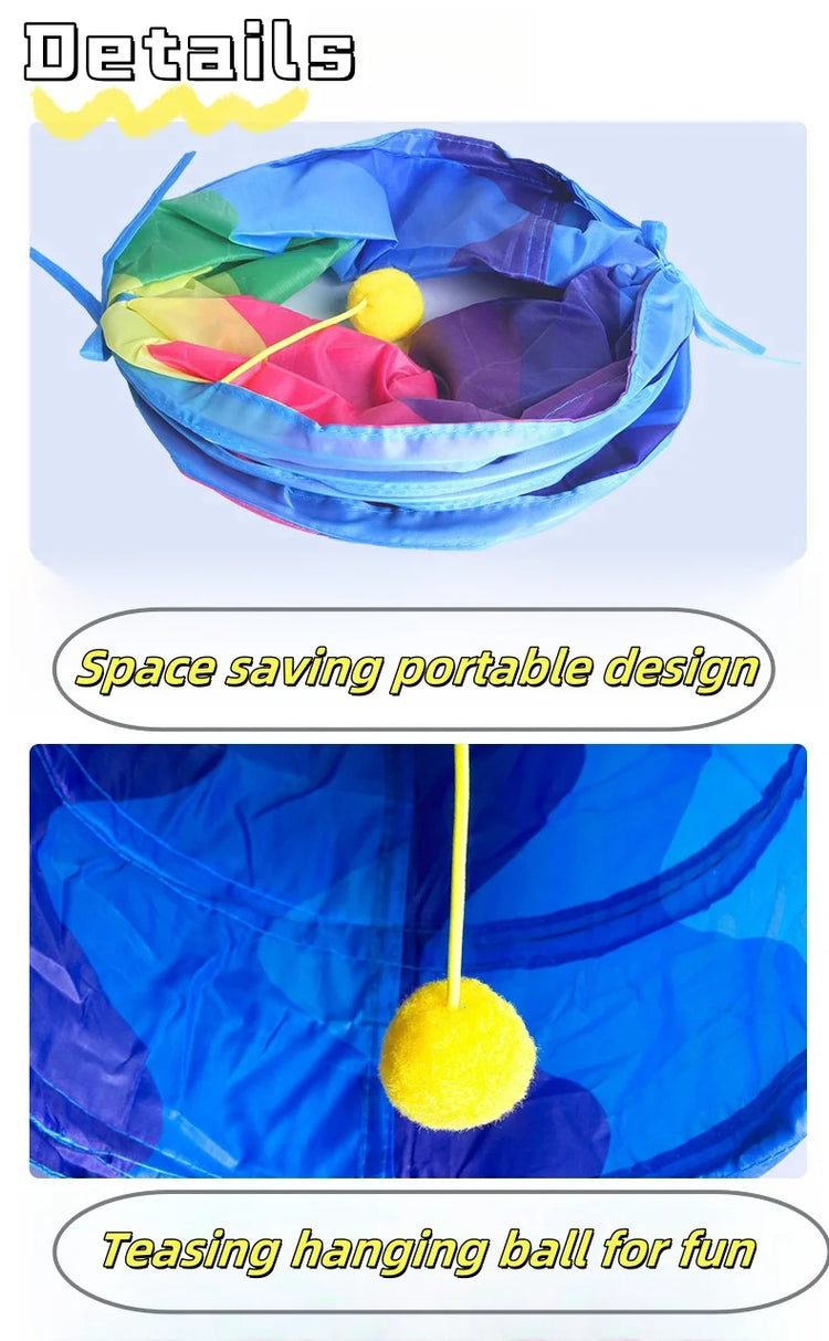 Foldable Cat Tunnel Tube Interactive Training Toy for Kittens and Puppies