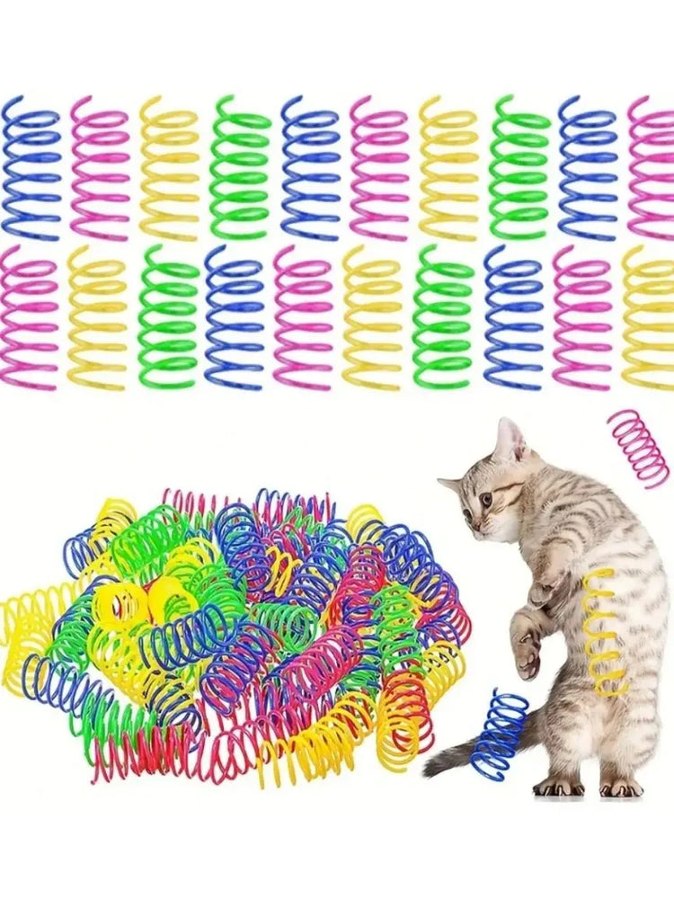 20pcs Cat Toys | Spring Toys | Interactive Indoor | Colorful Plastic Spring Coil for Cats | Hunting Toy | Pet Supplies