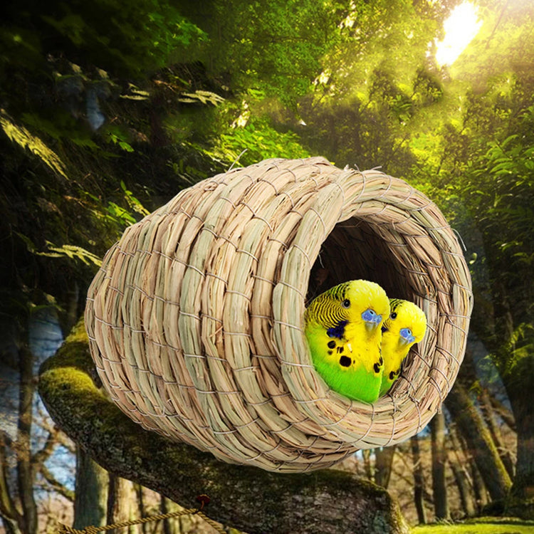 Natural Handmade Straw Bird Nest – Cozy Pigeon & Parrot Nest for Small Pet Birds | Eco-Friendly Cage Accessory (9x12cm)