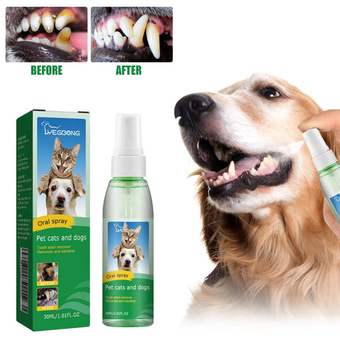 Pet Teeth Cleaning Spray 30ml – Dog & Cat Oral Care, Breath Freshener, Tartar & Stain Remover