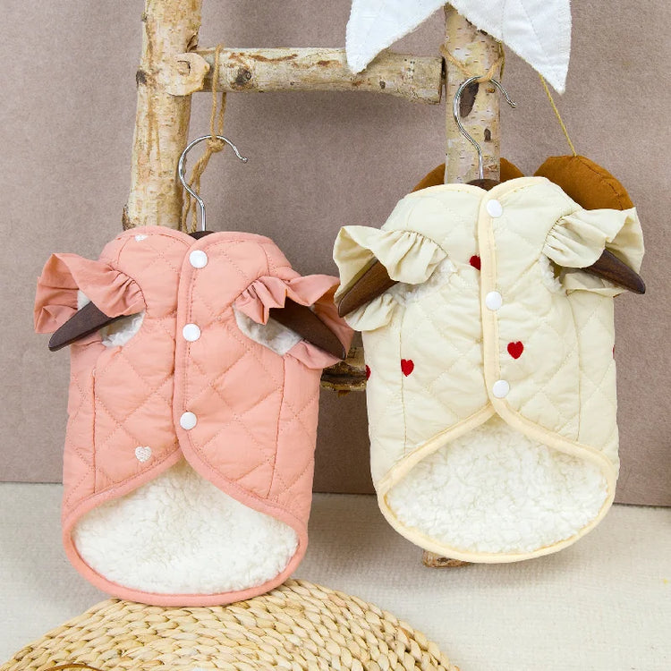 Pet Clothing - Small Dog/Cat Warm Coat | Autumn Winter Waterproof | 24 Love Flounced Sleeve Cotton Vest Outfit