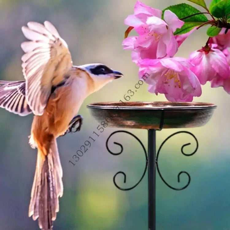 Freestanding Metal Bird Bath with Stake for Outdoor Use | Large Garden Bird Feeder Bowl for Lawns, Patios & Yards