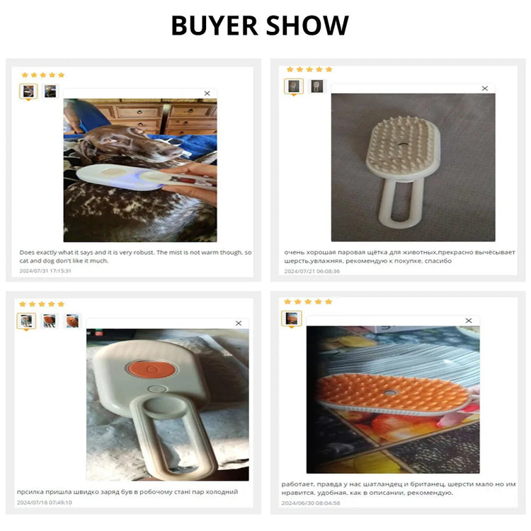 Pet Steam Brush | Cat Dog Cleaning | Steamy Electric Spray Massage Comb | 3 In 1 Hair Removal | Grooming Supplies | Pet Accessories