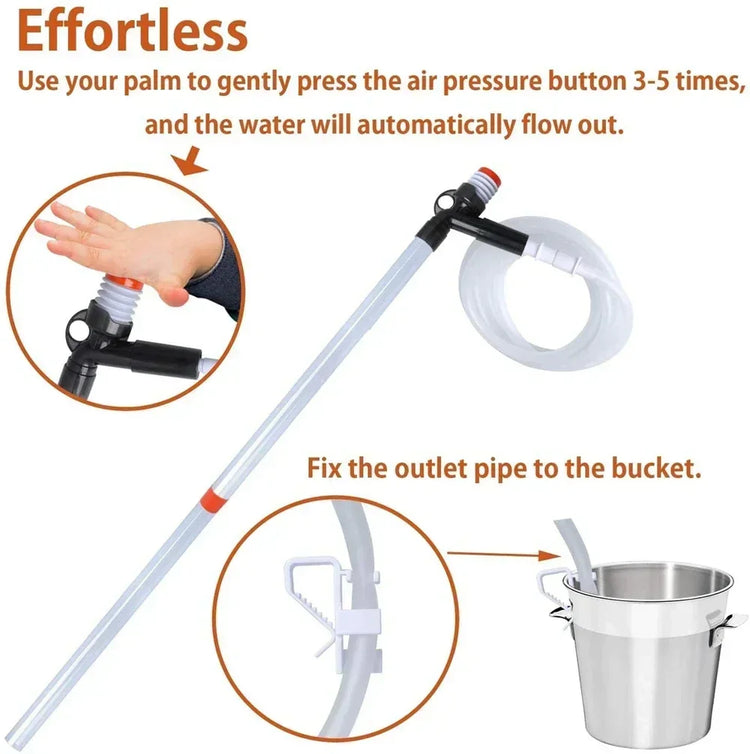 Press-Type Aquarium Water Change Pump with Gravel Cleaner & Glass Scraper