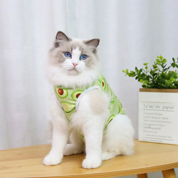Cat/Small Dog Recovery Suit | Anti-Licking Sterilization Clothes | Breathable Surgery Vest for Spring/Summer