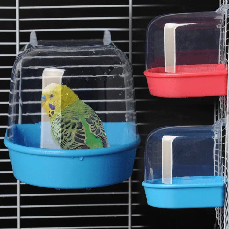 Bird Hanging Bath Cube | Parrot Bathtub for Cage | Small Bird Shower Box for Cockatiel, Lovebird, Budgerigar, Canary