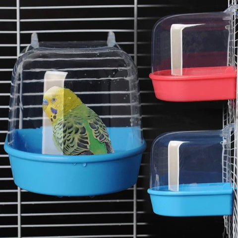 Bird Hanging Bath Cube | Parrot Bathtub for Cage | Small Bird Shower Box for Cockatiel, Lovebird, Budgerigar, Canary