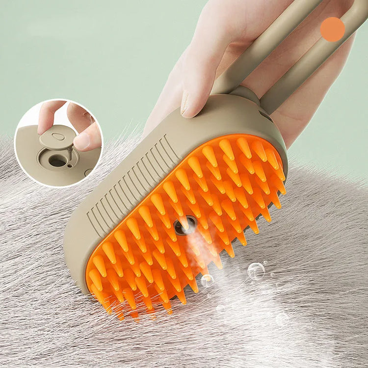 Pet Cat Grooming Comb with Electric Spray | Soft Silicone Steam Brush | Pet Bath & Massage Hair Remover Tool for Cats/Kittens