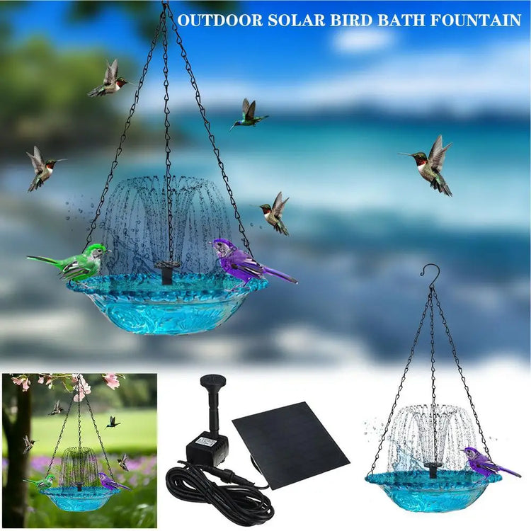 Bird Bath With Fountain Water Fountains Solar Powered Hummingbird Bath Bowl Sturdy Outdoor Bird Feeder Decorative Bird Baths
