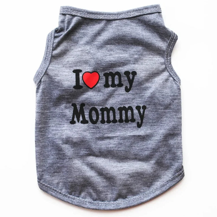 "Love Mommy & Daddy" Cotton Vest | Soft Casual T-Shirt for Cats & Puppies | All-Season Pet Wear