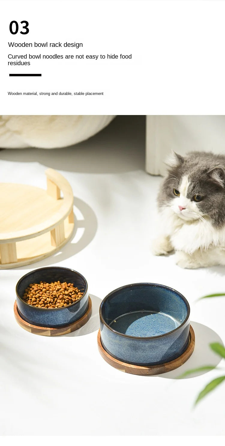 Cat Bowl | Cat Food Bowl | Ceramic Pet Food & Water Feeder | For Small & Medium-Sized Dogs | Spine Protection | Rollover Prevention