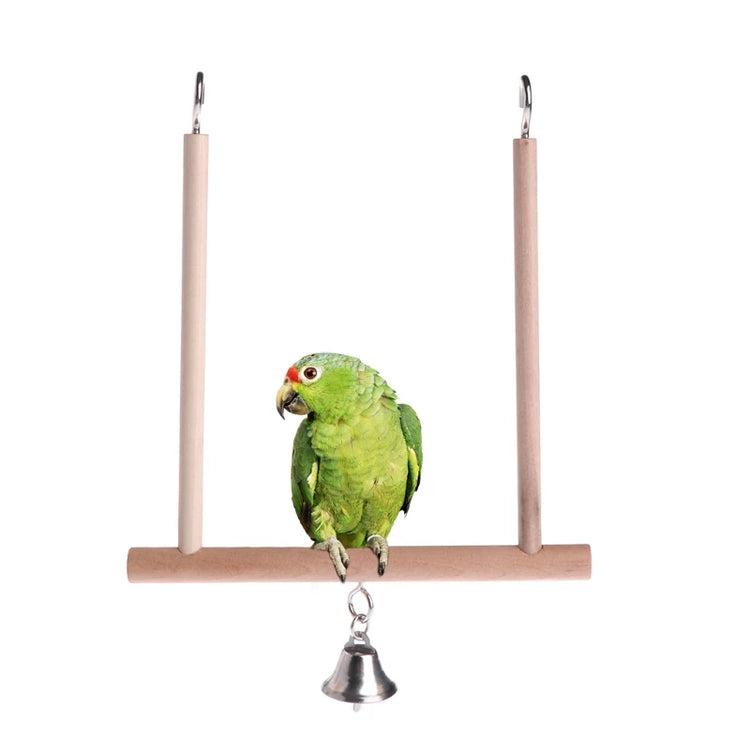 Parrot Hammock Bird Swing | Perch with Wooden Stand | Small Birds Chew Toy | Easy to Hang for Finch Canary