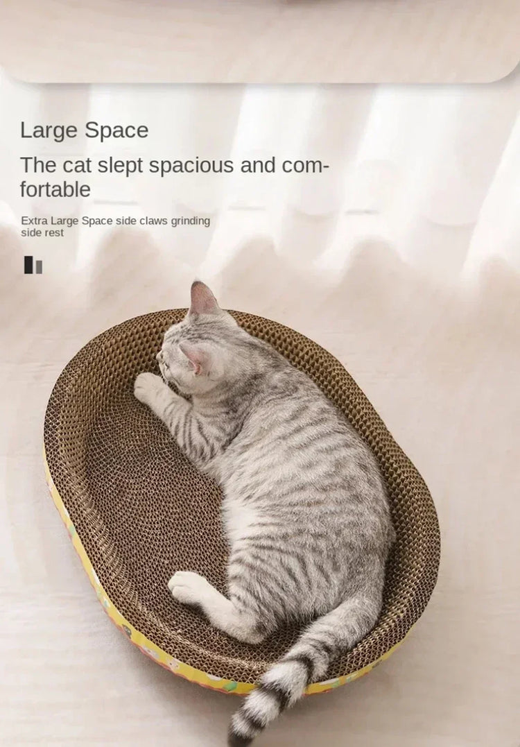 Cat Scratching Board | Furniture Protector & Wear-Resistant Claw Toy | Oval Corrugated Paper | Cat Nest Accessories