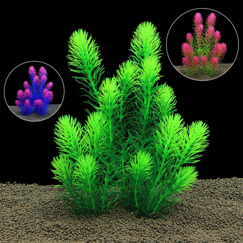 Artificial Aquarium Plants – Simulated Dog's Tail Grass with Ceramic Base, 26cm