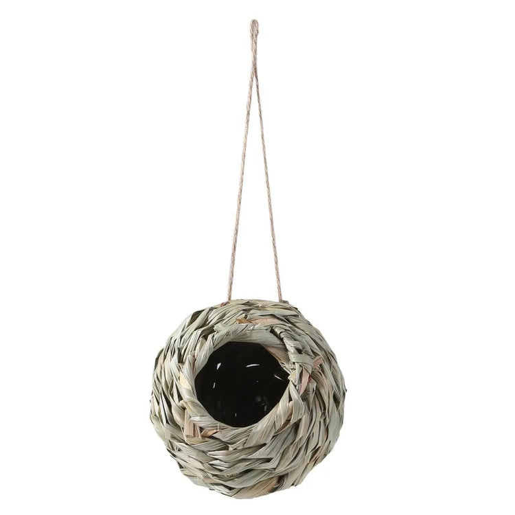 2024 Handwoven Reed Grass Bird Nest – Hanging Hummingbird Egg Cage for Outdoor Decor, Small Parrots & Garden Wildlife (Multiple Sizes)