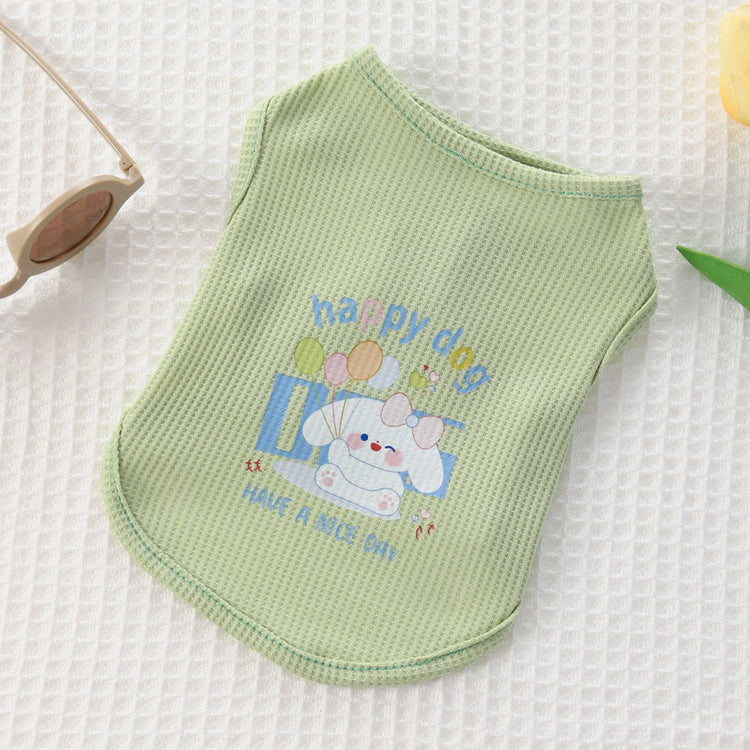 Dog and Cat Spring/Autumn Clothing | Dog Vest Super Cute Waffle Cartoon Small Animal Printed Clothes