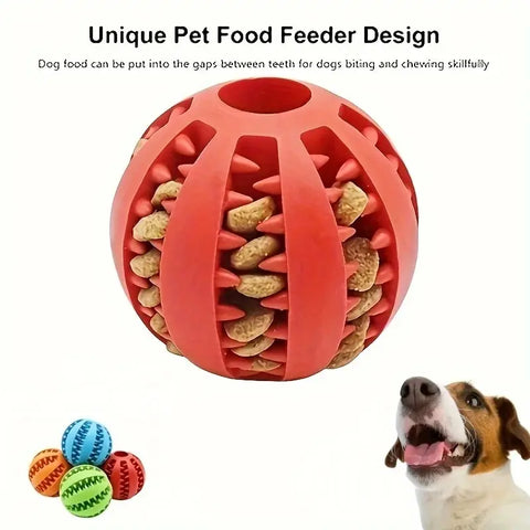 Durable Dog Chew Toy Ball – Bite-Resistant, Treat Dispensing & Teeth Cleaning Rubber Ball for Dogs and Cats