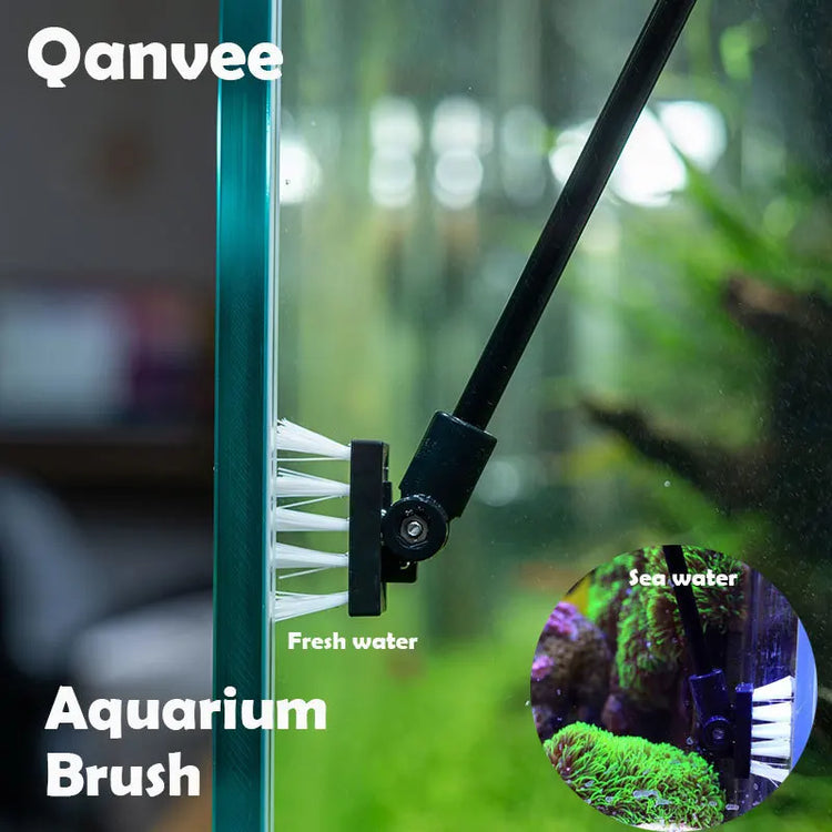 Adjustable Rotatable Aquarium Cleaning Brush – Freshwater & Saltwater Fish Tank Scrubber with Aluminum-Magnesium Handle