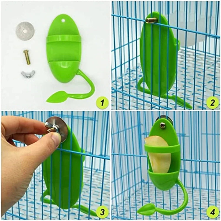 Parrot Food Feeder | Hanging Cage Feeding Toy with Perch | Fun Plastic Bird Feeder Frame | Pet Accessories for Parakeets, Conures, Lovebirds & More