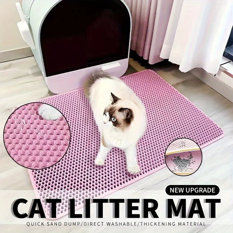 1Pc Large Size Cat Litter Mat | Advanced Honeycomb Double-Layer Design | Urine Waterproof | Easy Cleaning | Scatter Control | Stay Clean