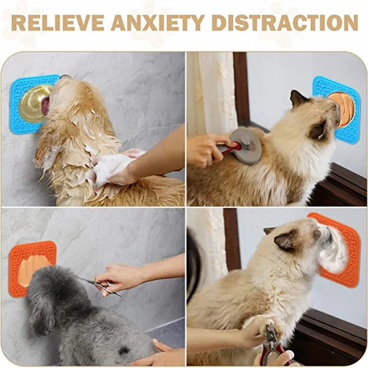 Silicone Pet Licking Mat for Cats/Dogs | Anti-Choking Slow Food Bowl | Bath Distraction Plate | Pet Supplies Cutlery