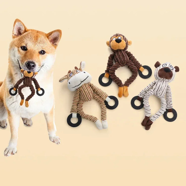 Interactive Plush Squeaky Dog Toy – Animal-Shaped Chew Toy for Puppies & Dogs