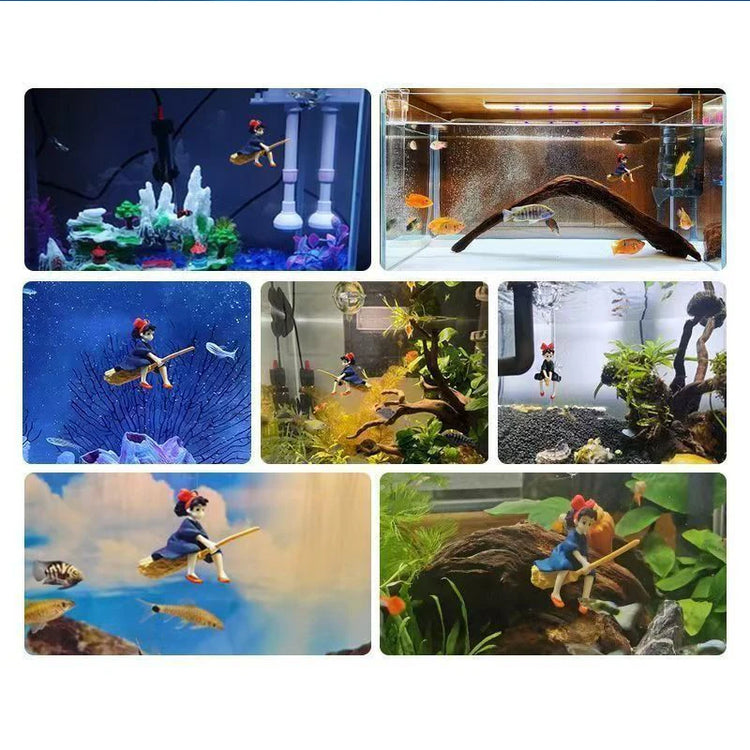 Mini Floating Diver & Mermaid Aquarium Decoration – Cartoon PVC Fish Tank Ornament with Line & Buoy