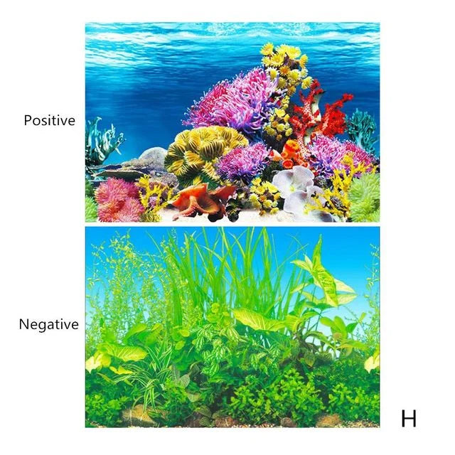 3D Aquarium Background Poster – Double-Sided Ocean Plant Design Fish Tank Sticker Decor