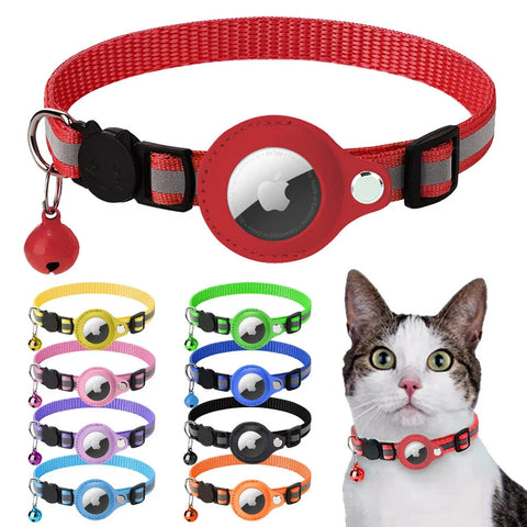 Reflective Cat Collar with AirTag Case | Anti-Lost Safety Collar | Built-in Bell | Protective Tracker Holder