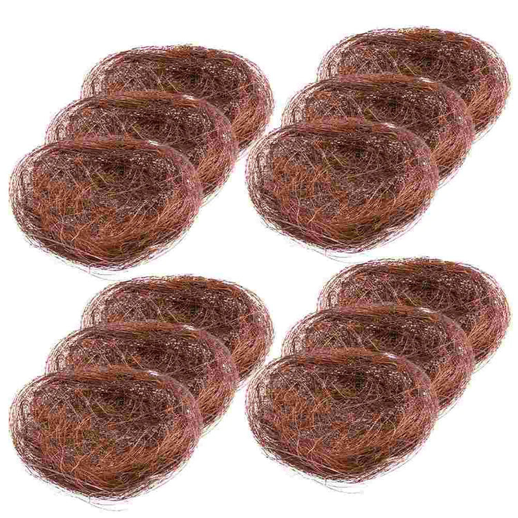 12 Pcs Mini Artificial Bird Nests | Decorative Coffee Thread Nest for Garden, Cages, Weddings, Crafts & Easter Decor