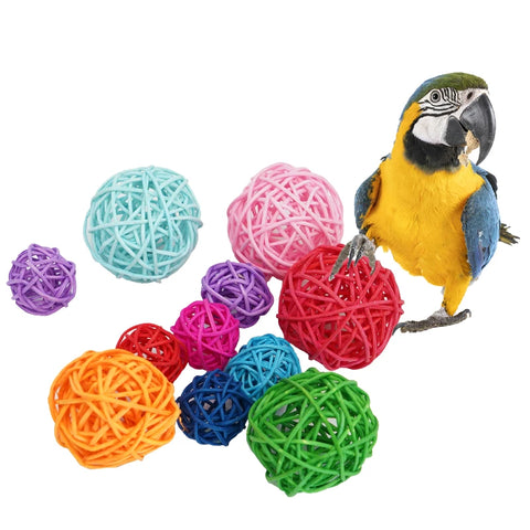 Pet Bird Toys Chewing Toys | Bird Rattan Ball Toy - Parrot Budgie Parakeet Cockatiel | Chewing/Playing Toys | Parrot Cage Toys - 5pcs