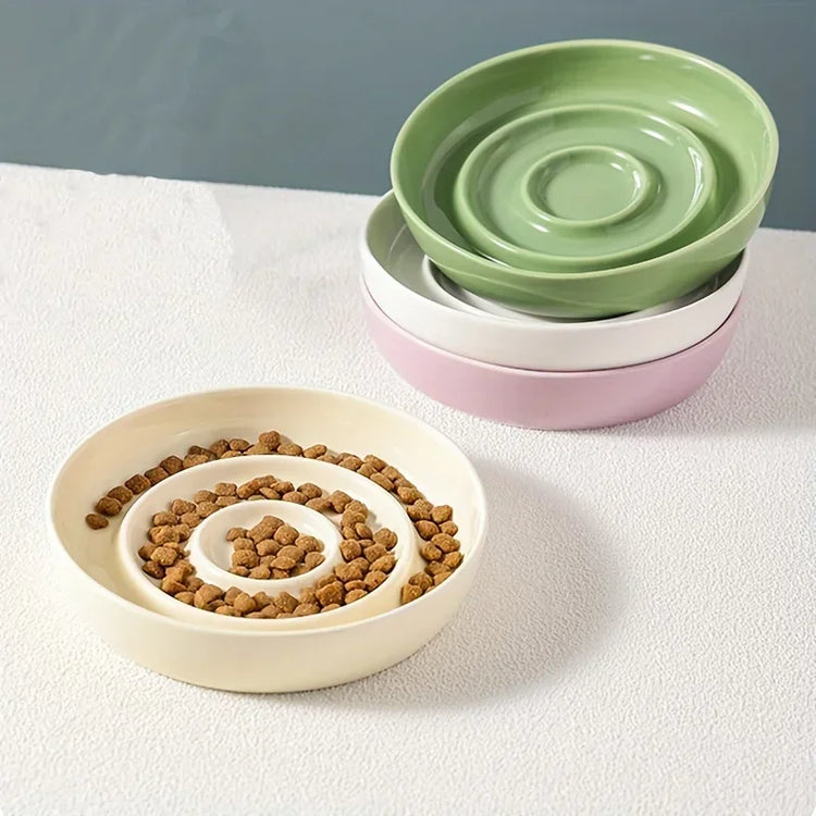 New Ceramic Cat Slow Food Bowl | Anti-choking Small Dog Food Bowl | Pet Supply
