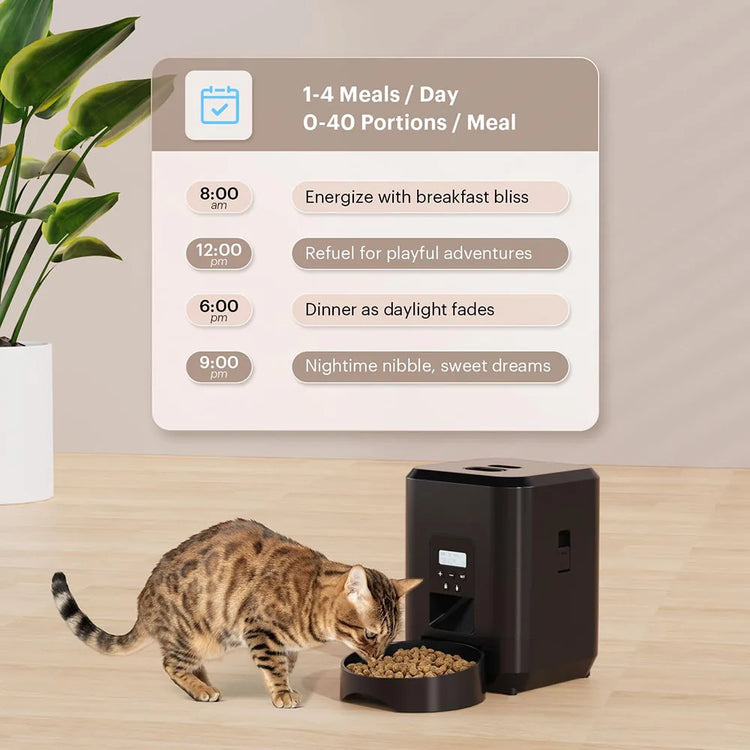 Smart Pet Feeder | Automatic Cat Dog Food Dispenser | Timed Portion Control | 2L Slow Feeder Bowl | LCD Display | Battery Operated | Pet Feeding Machine