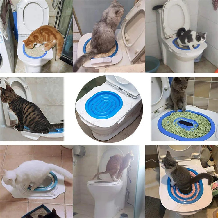 Pet Cat/Dog Toilet Training Kit | Reusable Removable Sand Tray Toilet Trainer for Cleaning & Training
