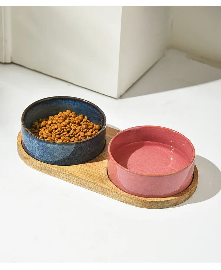 Cat Bowl | Cat Food Bowl | Ceramic Pet Food & Water Feeder | For Small & Medium-Sized Dogs | Spine Protection | Rollover Prevention