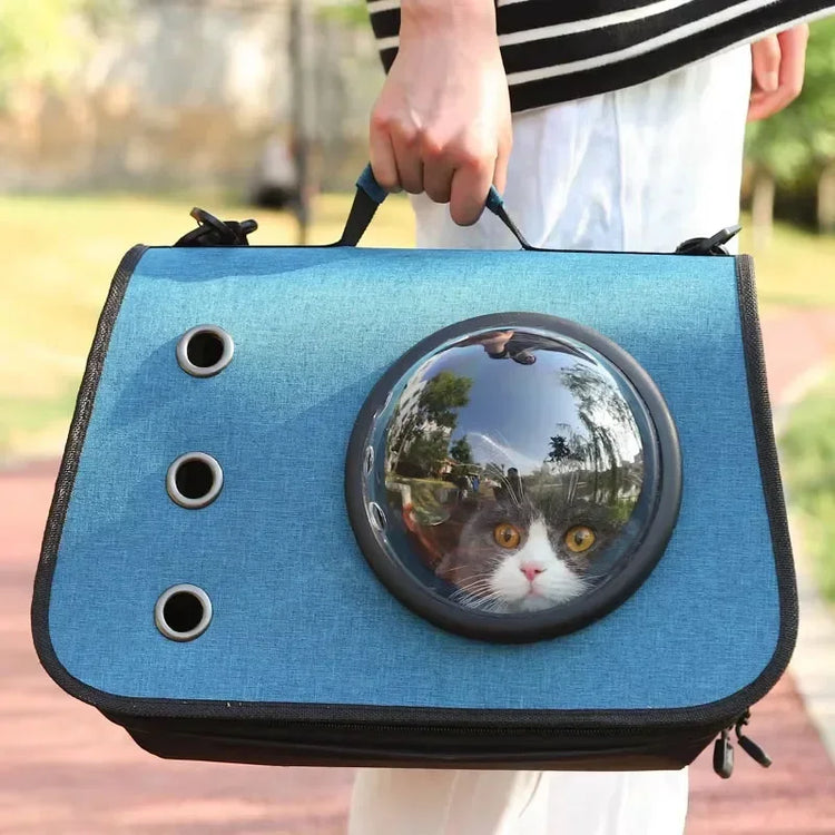 Portable Pet Travel Bag – Transparent Foldable Cat Backpack Zipper Tote