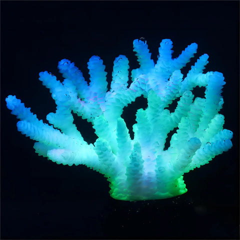 Fluorescent Staghorn Coral Aquarium Decoration – Glowing Fish Tank Ornament for Betta and Tropical Fish