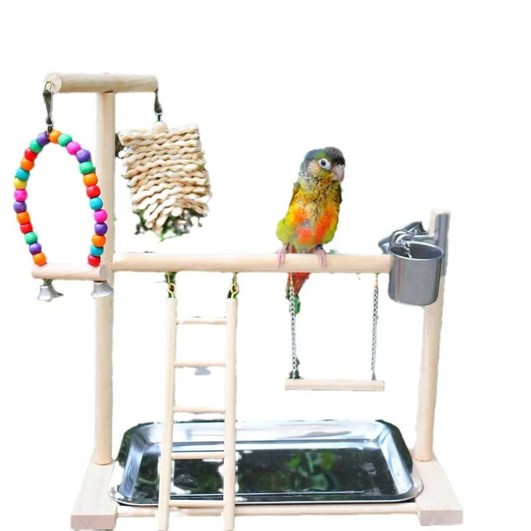 Bird Playground Perch Stand | Swing, Feeding Cups, Climbing Ladder | Parrot Playstand Exercise Playgym for Parakeet, Cockatiel, Lovebird