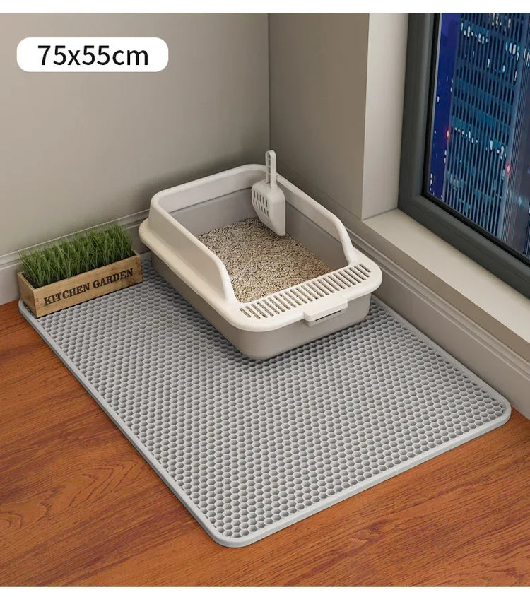 Cat Litter Mat | Non-Slip Pet Litter Box Filter Pad | Double Layer Waterproof Cat Mat | Wear-Resistant Pet Cleaning Supplies