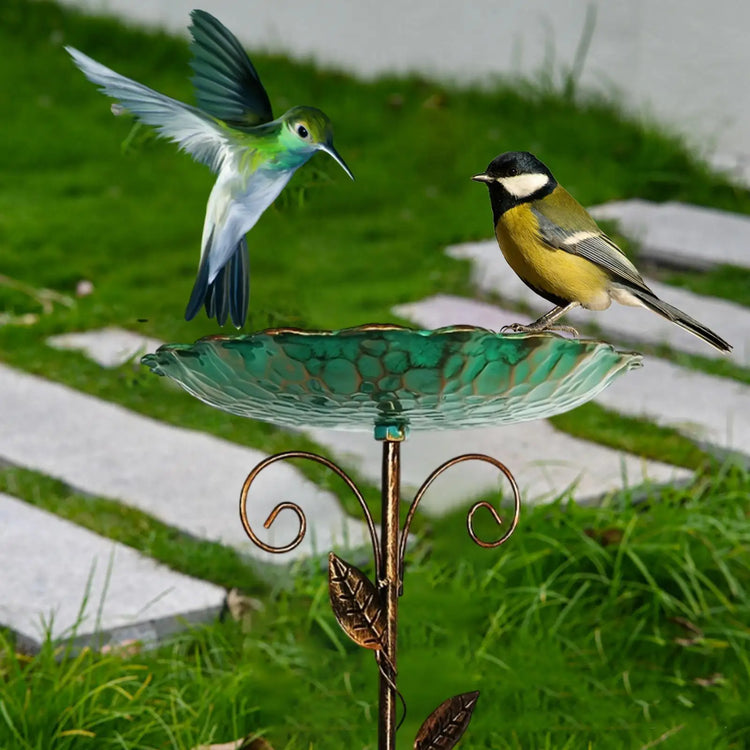Bird Bath For Outdoor Decorative Birdbath For Garden Courtyard Decoration Bird Feeding And Water Bathing Basin With Base Stake